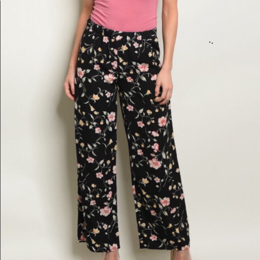 Black floral pants